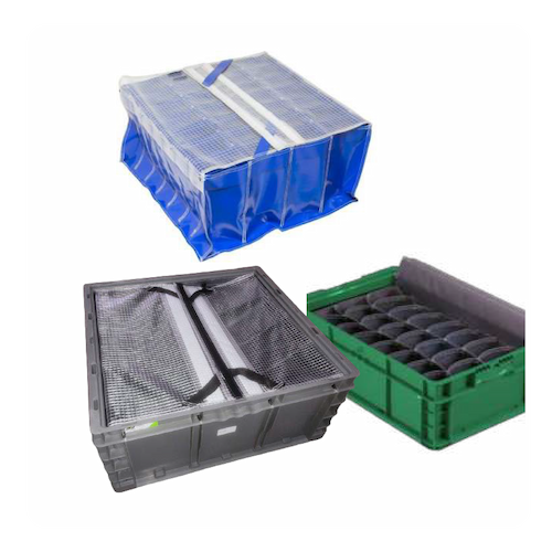 Caja automotriz de plastico con compartimientos dunnage textil